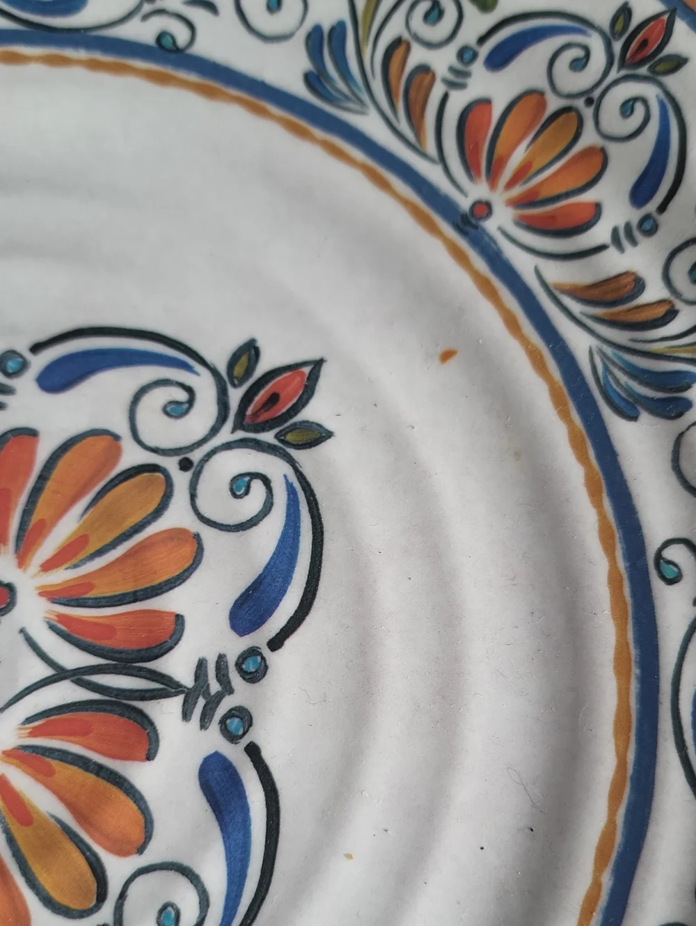 Pier 1 Hand-Painted Melamine Plate Set - White, Blue, Green & Orange
